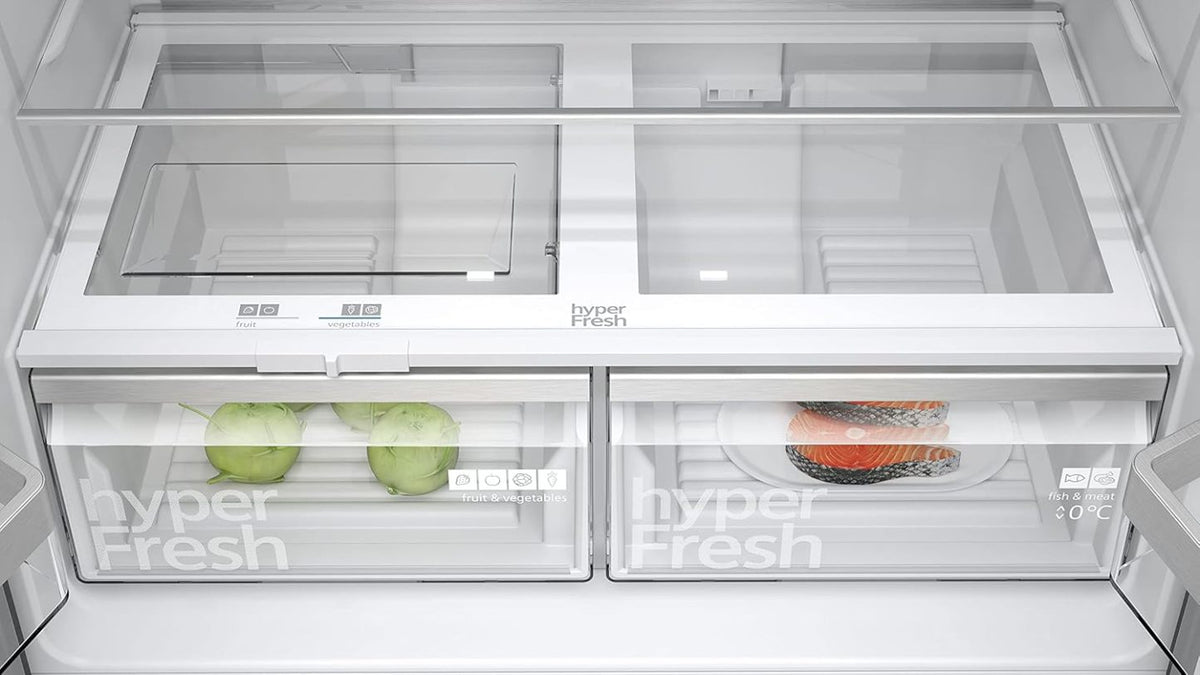 2026 SIEMENS KF96NVPEA iQ300 Multi-Door-Kühlschrank, 183 x 91 cm, 405 L Kühlen & 200 L Gefrieren, hyperFresh längere Frische, noFrost nie wieder abtauen, superCooling schnellere Kühlung
