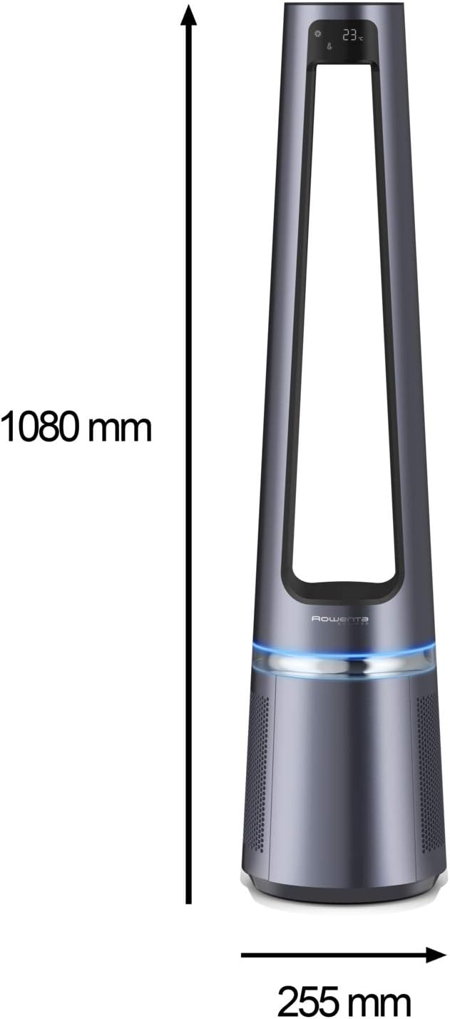 2026 Rowenta Eclipse 2-en-1 Ventilateur purificateur, Ventile et filtre l'air, Particules fines, 32 dB (A), Puissant, Oscillation, 12 vitesses, Minuteur, Départ différé QU5030F0