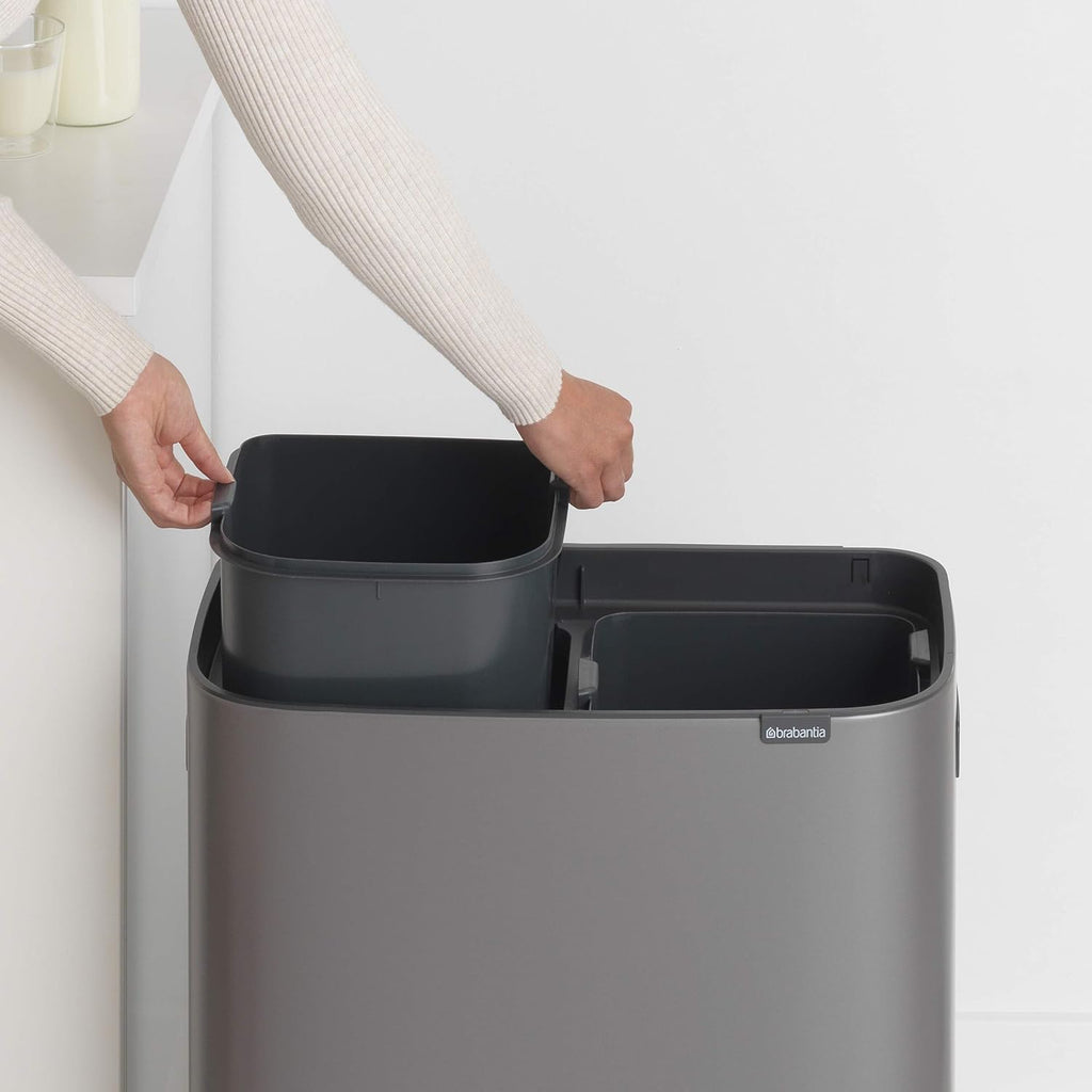 2026 Poubelle Brabantia, acier mat, anti-traces de doigts, 2 x 30 L