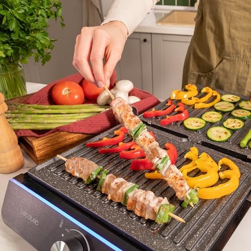 2026 Cecotec Grill électrique Rock’nGrill Smart. Système de réglage de la puissance, du temps et de la température de 2000 W, ouverture à 180 °, plaques amovibles allant au lave vaisselle : Cuisine et Maison