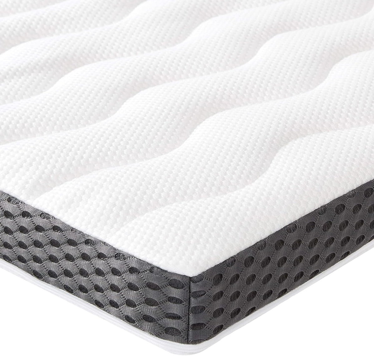 2026 Amazon Basics Surmatelas de Mousse à Mémoire de Forme confortable, Très Moelleux, 160 x 200 x 7 cm, Blanc(Blanc/Noir)
