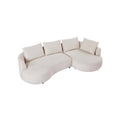 2026 Canapé d’angle incurvé en tissu crème – Design moderne organique 4 places avec coussins