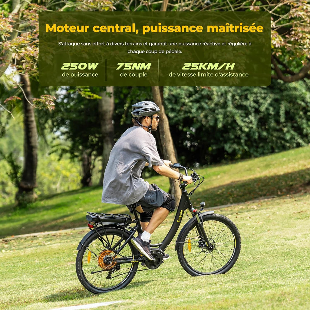 2026 Eleglide C2 Vélo Électrique Adulte, 100Km Autonomie, Batterie Amovible, Freins Hydrauliques, Suspension Avant, 7 Vitesses, Vélo électrique à Moteur Central, Confortable pour Ville/Trekking