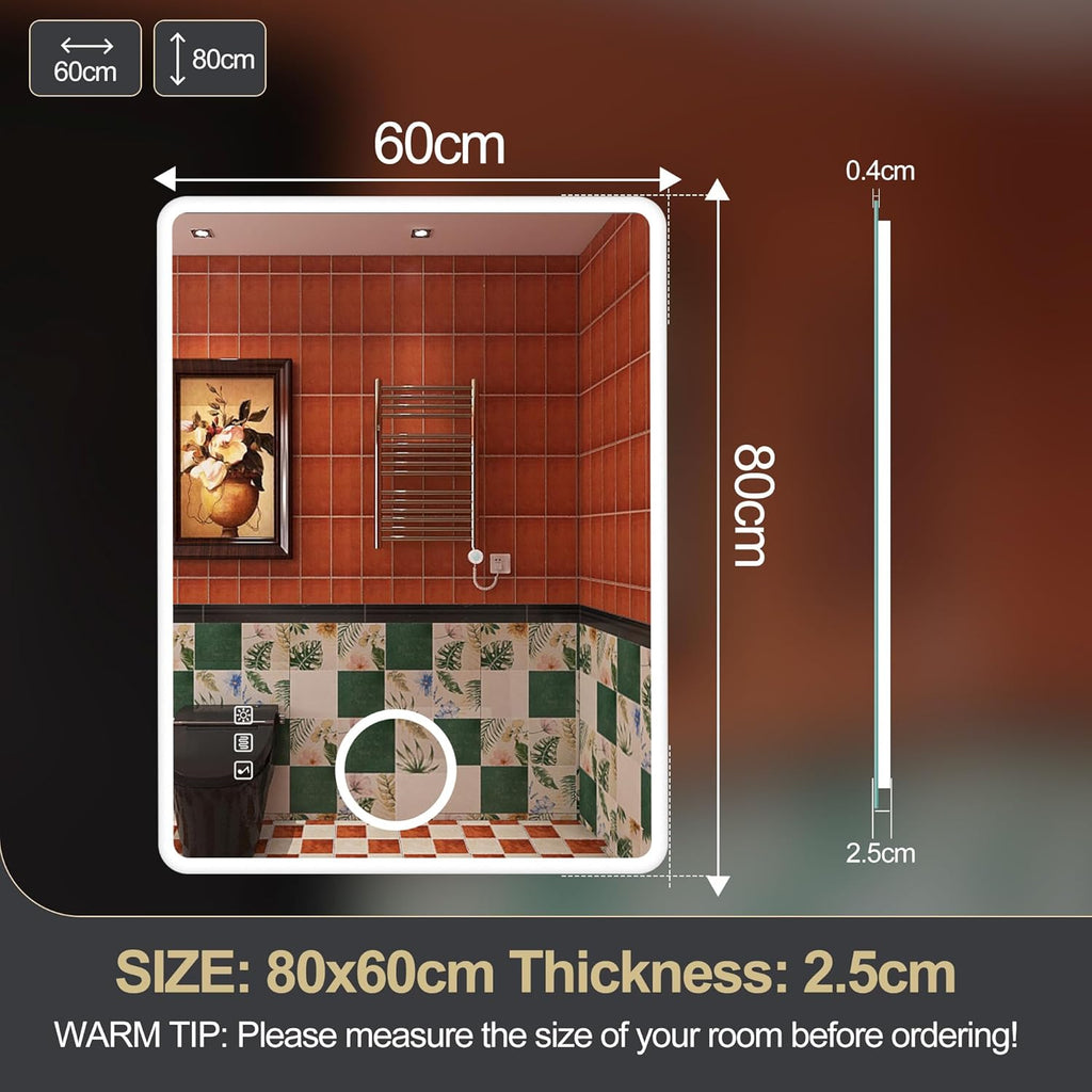 2026 Miroir de salle de bain S'bagno avec éclairage 1200 x 700 mm, IP44, LED, Bluetooth, antibuée, 3 couleurs de lumière (3 000 K, 4 000 K, 6 500 K), intensité variable, mémoire, vertical ou horizontal. Miroirs de salle de bain avec LED.