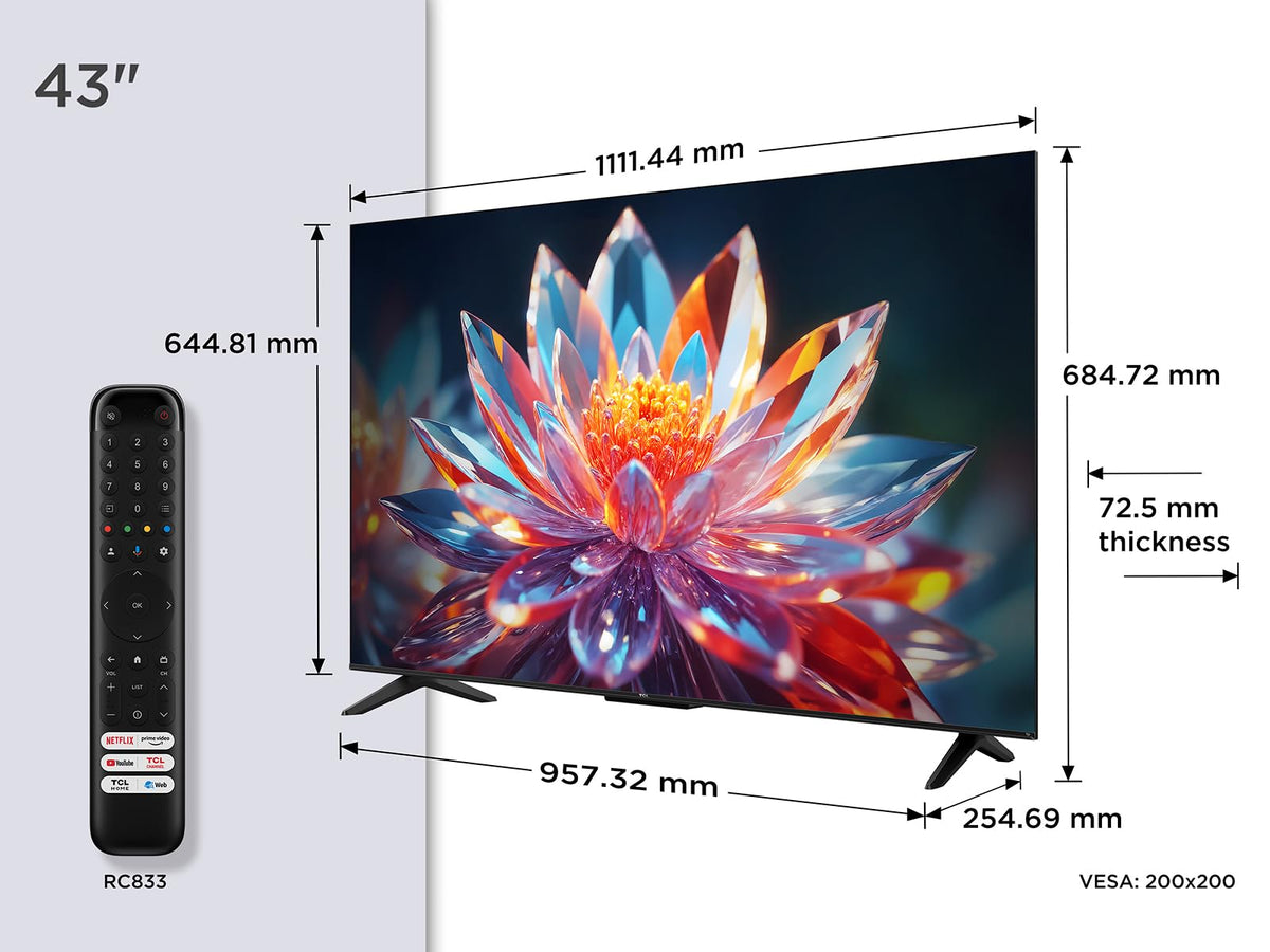 2026 TCL 43T6C Fire TV 43 Pouces QLED 4K UHD Smart TV, HDR (Multi-Format), Dolby Atmos, Motion Clarity, vocale Alexa