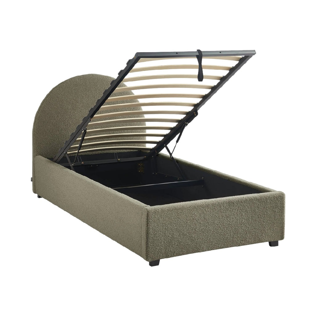 2026 Lit coffre relevable en tissu bouclette kaki — Design moderne