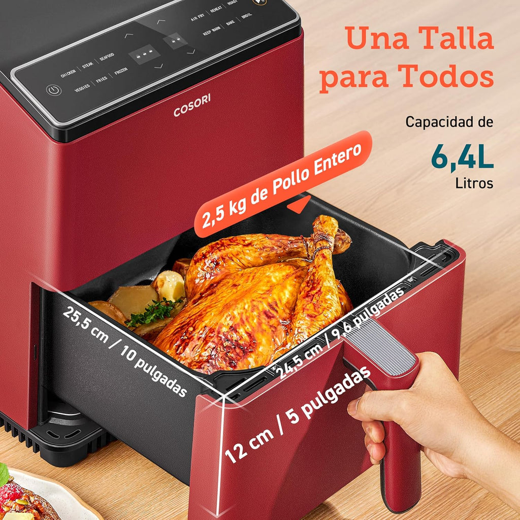 2026 Friteuse à air sans huile COSORI 6,4 L, double chauffage, sans remuer ni préchauffer, avec recettes en espagnol et 12 programmes, gris foncé, modèle CAF-P583S