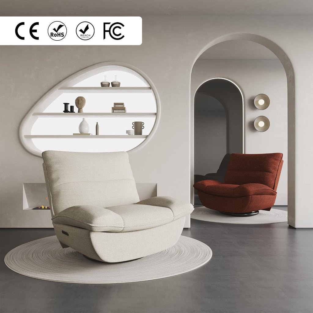 2026 Fauteuil inclinable FLEXISPOT XC6, canapé pivotant à bascule, fauteuil TV avec dossier réglable, fauteuil inclinable pour chambre, salon et home cinéma (beige)