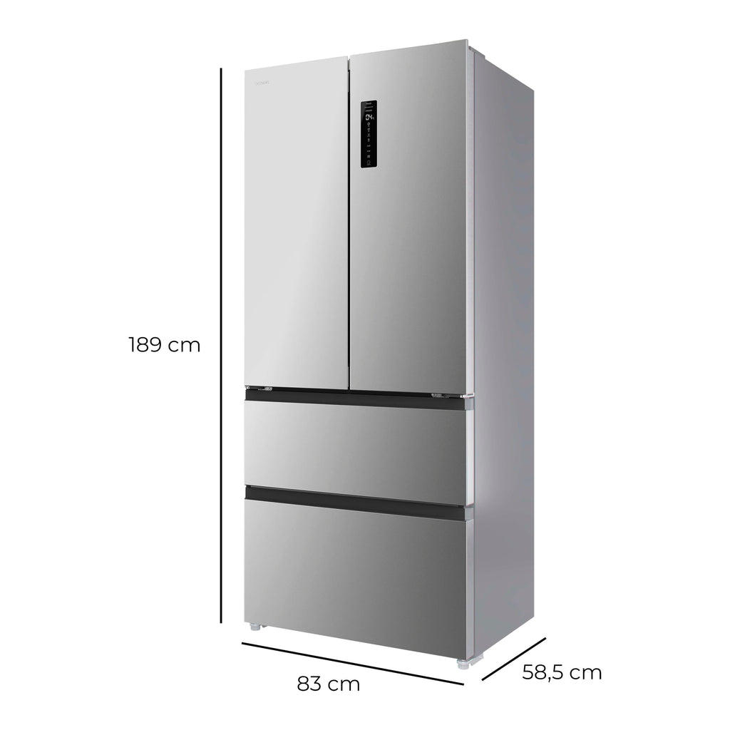 2026 Cecotec Réfrigérateur Porte Française de 4 Portes Semi-Intégrable 458L Total No Frost Bolero CoolMarket F2D 458 SBI Inox E, Hauteur 189 cm et 83 cm La