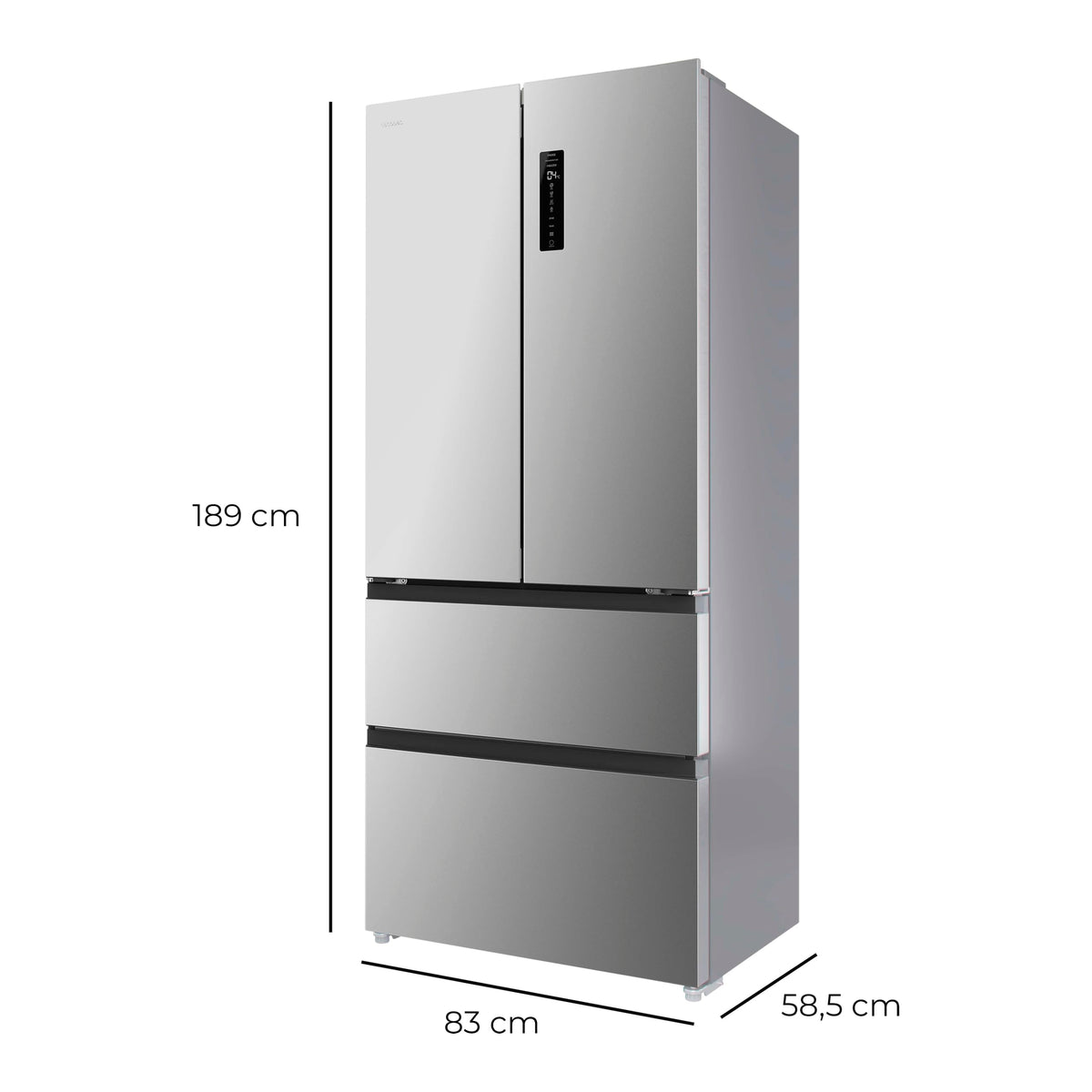 2026 Cecotec Réfrigérateur Porte Française de 4 Portes Semi-Intégrable 458L Total No Frost Bolero CoolMarket F2D 458 SBI Inox E, Hauteur 189 cm et 83 cm La