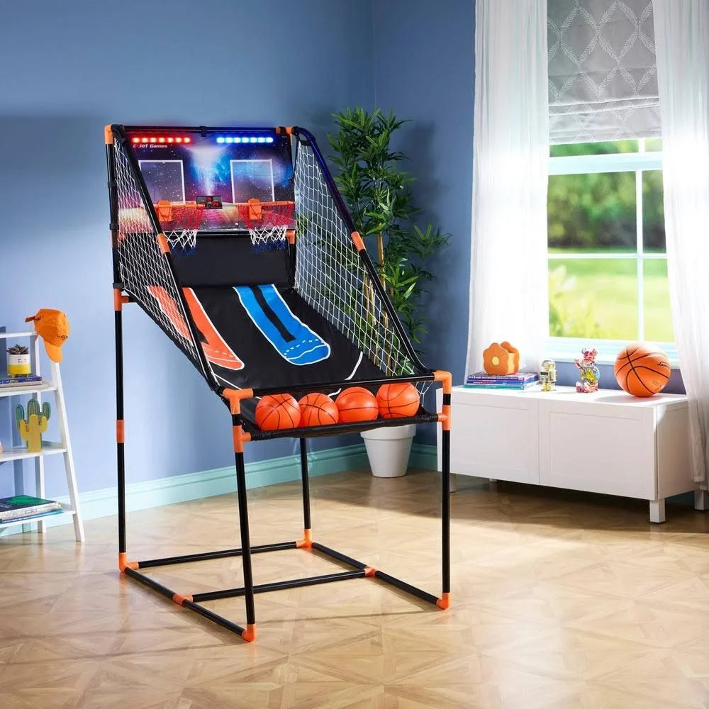 2026 Arcade de Basket-Ball Double Shot avec Lumières LED(Noir/Orange/Bleu)