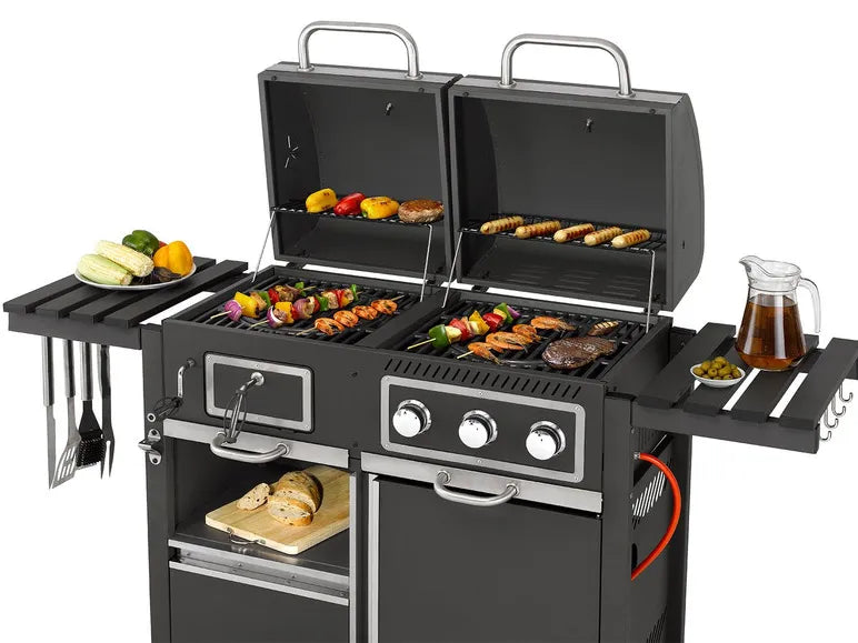 2026 tepro Kohle-Gas-Grill »Toronto Kombi«, 8,7 kW Leistung, 3 Edelstahlbrenner, 2 Ablagen