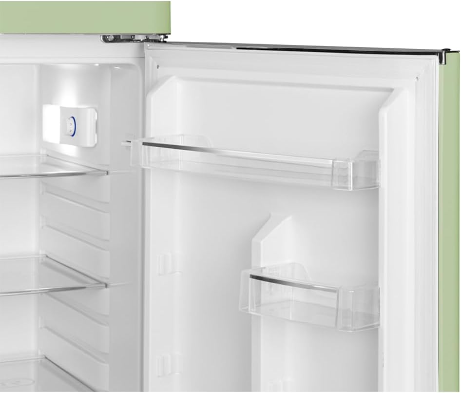 2026 SCHNEIDER SCDD208VVA, Réfrigérateur 2 portes, 211L (172+39), Froid statique, Dégivrage automatique, 3 clayettes verre, Thermostat réglables, Pieds réglables,Vert amande