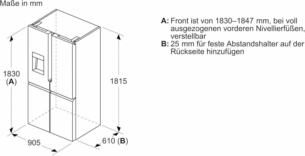 2026 SIEMENS KF96NVPEA iQ300 Multi-Door-Kühlschrank, 183 x 91 cm, 405 L Kühlen & 200 L Gefrieren, hyperFresh längere Frische, noFrost nie wieder abtauen, superCooling schnellere Kühlung
