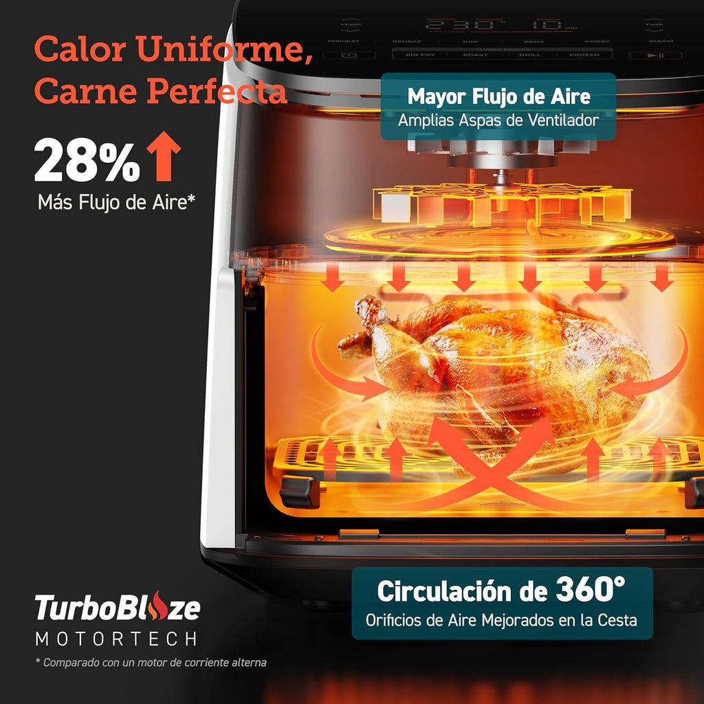 2026 Friteuse à air chaud Cosori Turbo Blaze 6L, intérieur en métal véritable, moteur CC exclusif, 46 % plus rapide, température de 30 °C à 230 °C, idéale pour rôtir les viandes, programmes de cuisson complets, silencieuse (27 dB).