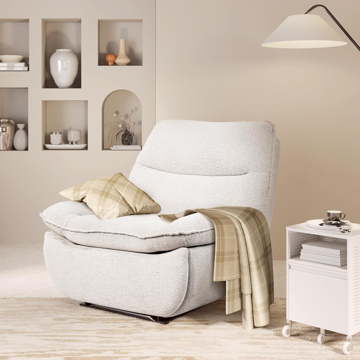 2026 Fauteuil inclinable FLEXISPOT XC6, canapé pivotant à bascule, fauteuil TV avec dossier réglable, fauteuil inclinable pour chambre, salon et home cinéma (beige)