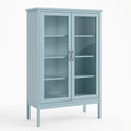 2026 Vitrine en MDF avec portes en verre trempé bleu 150 x 80 x 30 cm