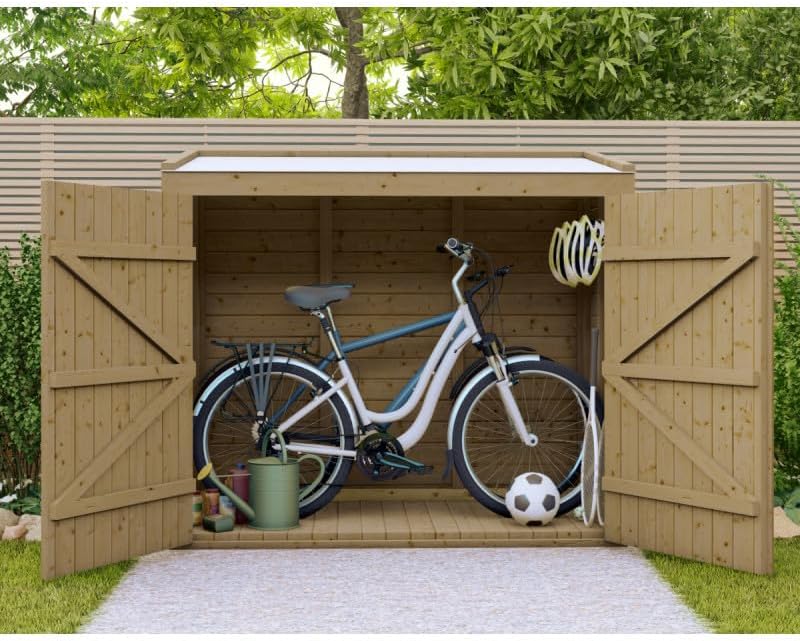 2026 Coffre de Jardin en Bois Massif Traité 28mm 2000L | Rangement Extérieur Robuste Marron avec Plancher | Toit Polyéthylène Ouvrant, Étanche et Durable