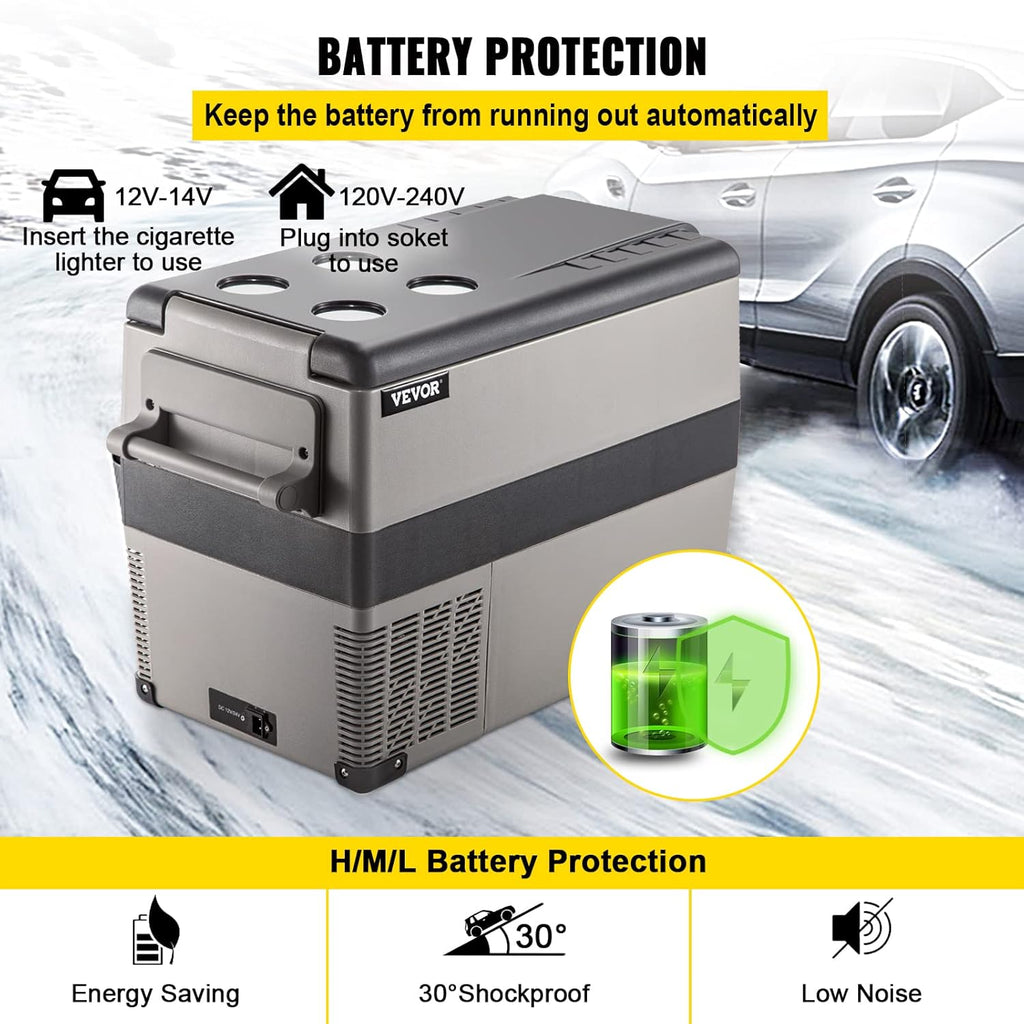 2026 VEVOR Frigorifero Portatile, 45 L Compressore Portatile, 60W Frigorifero per Auto, 27 x 14 x 18 Pollici, Congelatore Domestico da Viaggio Piccolo Congelatore per Auto