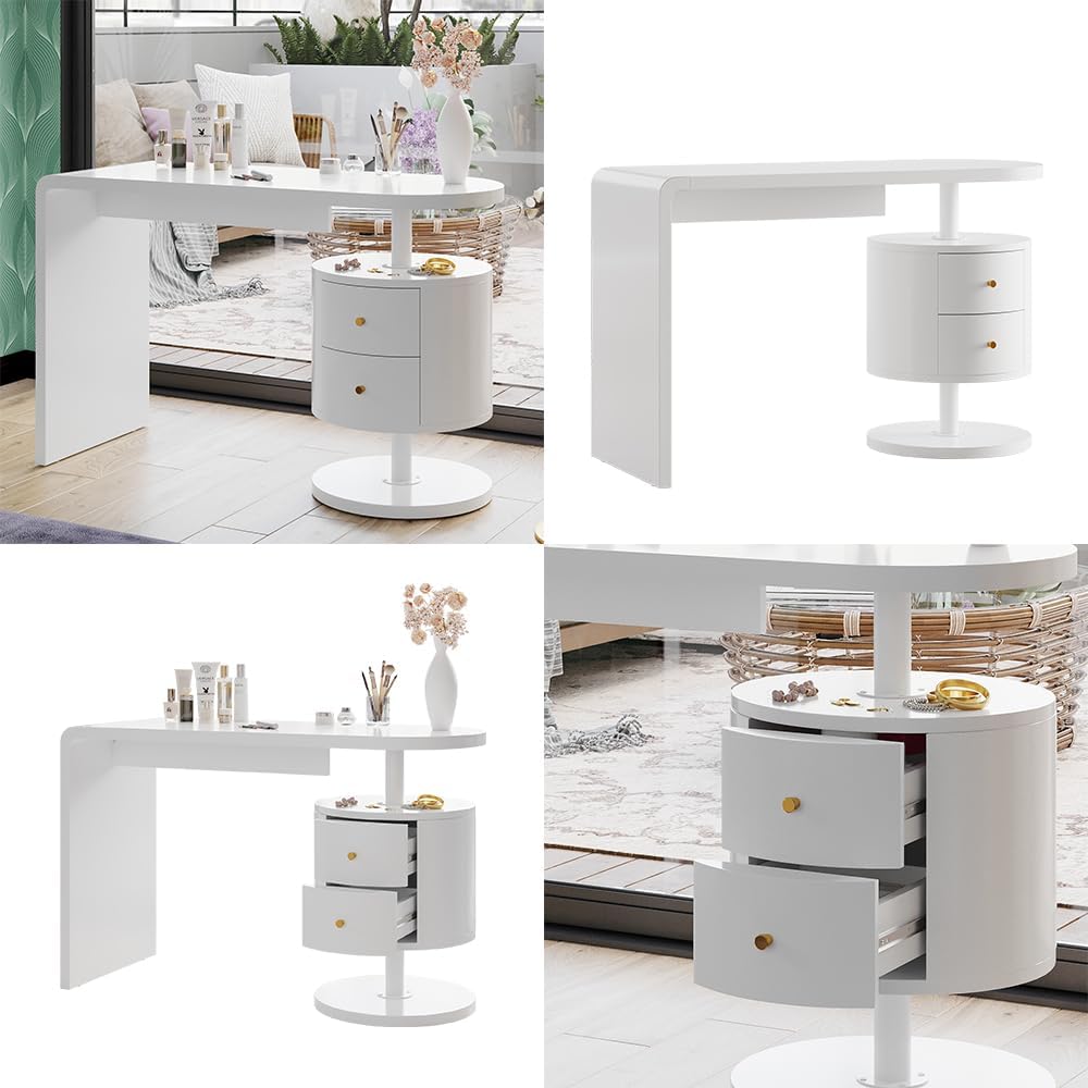 2026 Vicco Lara White Gloss Dressing Table 120cm with 2 Drawers