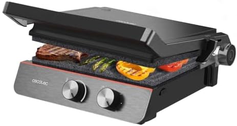 2026 Cecotec Grill électrique Rock’nGrill Smart. Système de réglage de la puissance, du temps et de la température de 2000 W, ouverture à 180 °, plaques amovibles allant au lave vaisselle : Cuisine et Maison