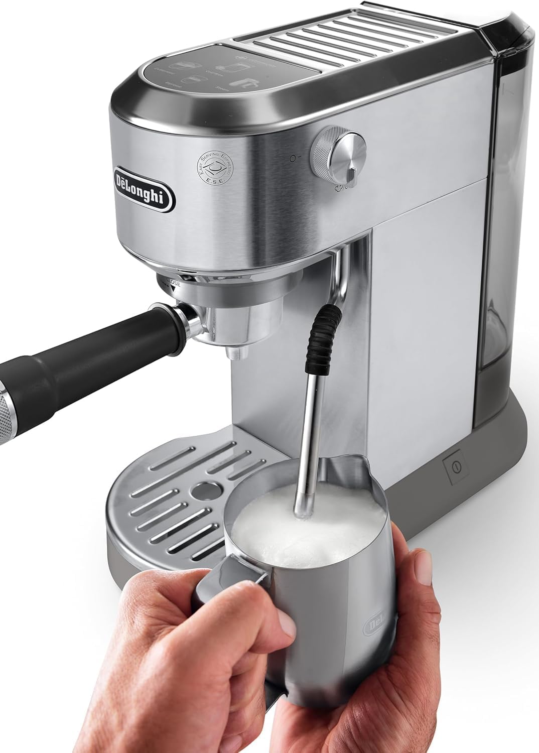 2026 De'Longhi Dedica – Cafetière à pompe en acier inoxydable pour café moulu ou individuel, expresso et cappuccino, réservoir de 1,3 litre, système anti-goutte, modèle EC685.M, couleur métal