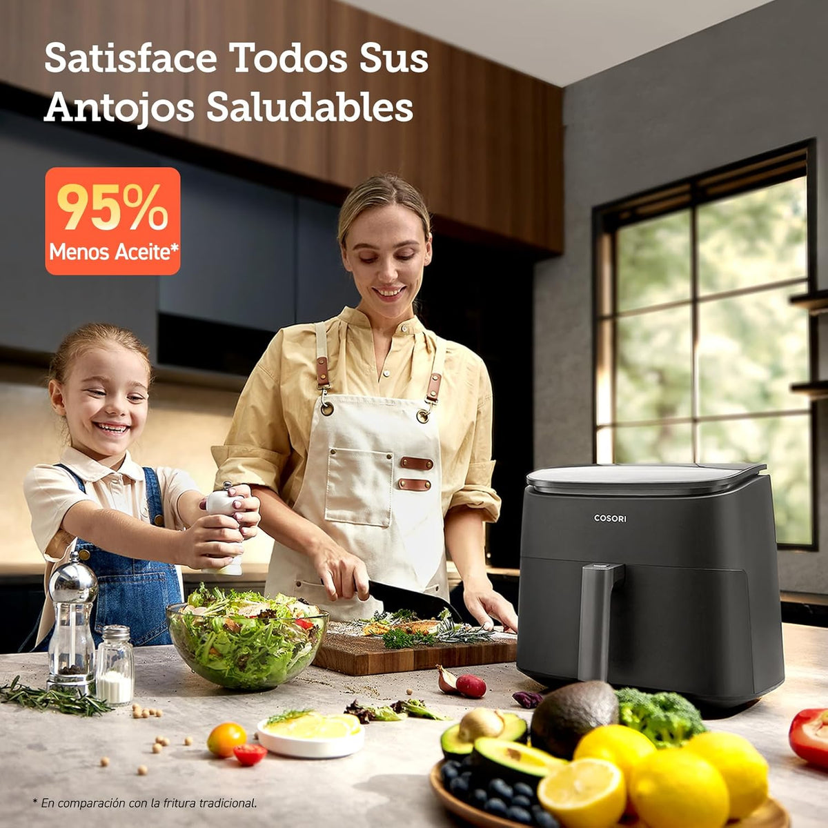 2026 Friteuse à air chaud Cosori Turbo Blaze 6L, intérieur en métal véritable, moteur CC exclusif, 46 % plus rapide, température de 30 °C à 230 °C, idéale pour rôtir les viandes, programmes de cuisson complets, silencieuse (27 dB).