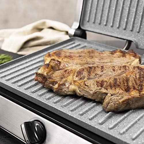 2026 Cecotec Grill électrique Rock’nGrill Smart. Système de réglage de la puissance, du temps et de la température de 2000 W, ouverture à 180 °, plaques amovibles allant au lave vaisselle : Cuisine et Maison