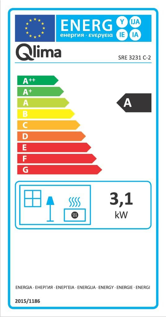 2026 Poele a pétrole électronique Qlima SRE 3231C2 3,1 KW pour volume 120m3/48m2, systeme anti odeur, régulation température, gris argent