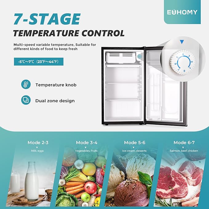 2026 Mini-réfrigérateur EUHOMY 2025 avec congélateur compact. Porte simple
