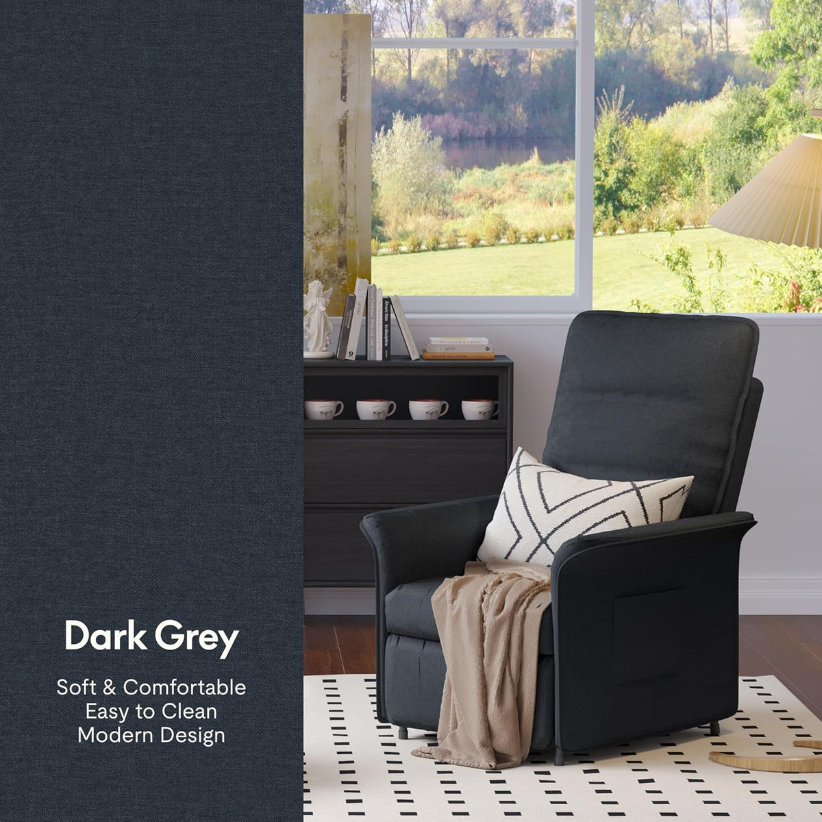 2026 Fauteuil relax électrique FLEXISPOT avec dossier réglable, inclinable de 105° à 155°, fauteuil inclinable, fauteuil relax ergonomique pour chambre, salon et home cinéma (gris foncé)