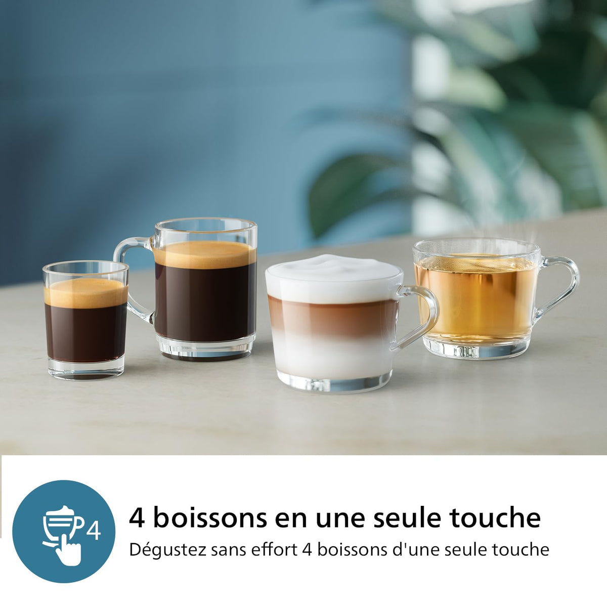 2026 Philips Machine à Expresso Automatique Série 2300-4 Boissons, Écran tactile couleur moderne, Système de lait LatteGo, SilentBrew, Broyeur en Céramique