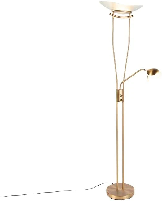 2026 Qazqa lexus - LED Dimmable Lampadaire avec lampe de lecture variateur inclus - 1 lumière - H 1800 mm - Bronze - Moderne - éclairage intérieur - Salon I Chambre(Bronze)