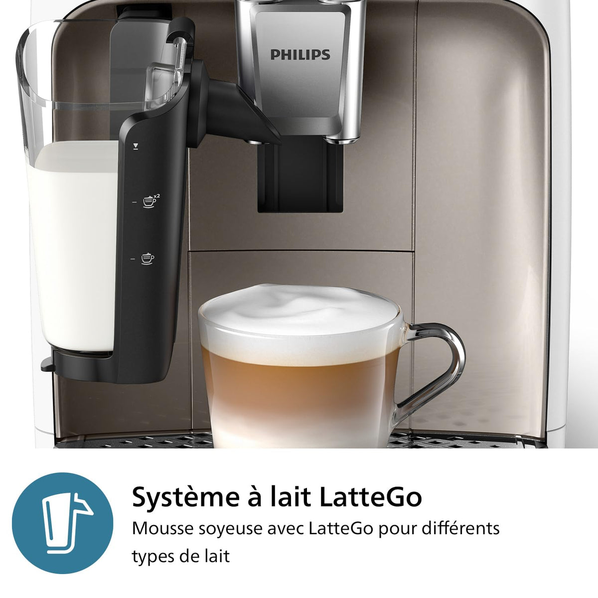 2026 Philips Machine à Expresso Automatique Série 2300-4 Boissons, Écran tactile couleur moderne, Système de lait LatteGo, SilentBrew, Broyeur en Céramique