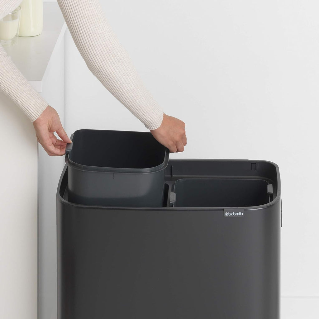 2026 Poubelle Brabantia, acier mat, anti-traces de doigts, 2 x 30 L