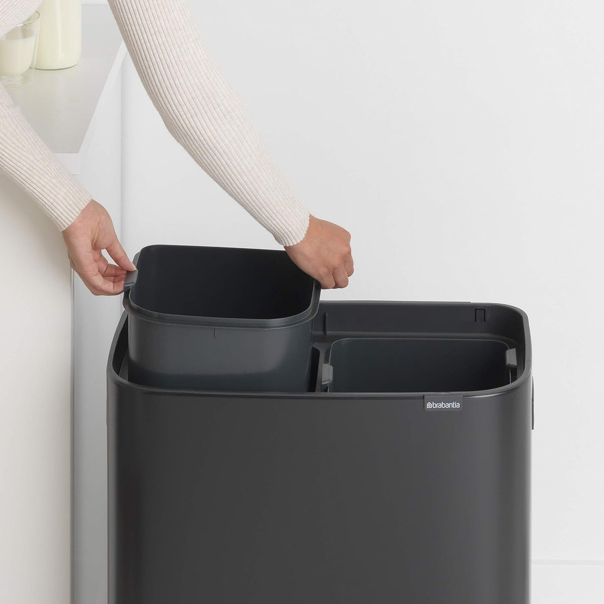 2026 Poubelle Brabantia, acier mat, anti-traces de doigts, 2 x 30 L