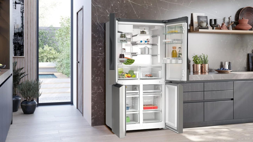 2026 SIEMENS KF96NVPEA iQ300 Multi-Door-Kühlschrank, 183 x 91 cm, 405 L Kühlen & 200 L Gefrieren, hyperFresh längere Frische, noFrost nie wieder abtauen, superCooling schnellere Kühlung