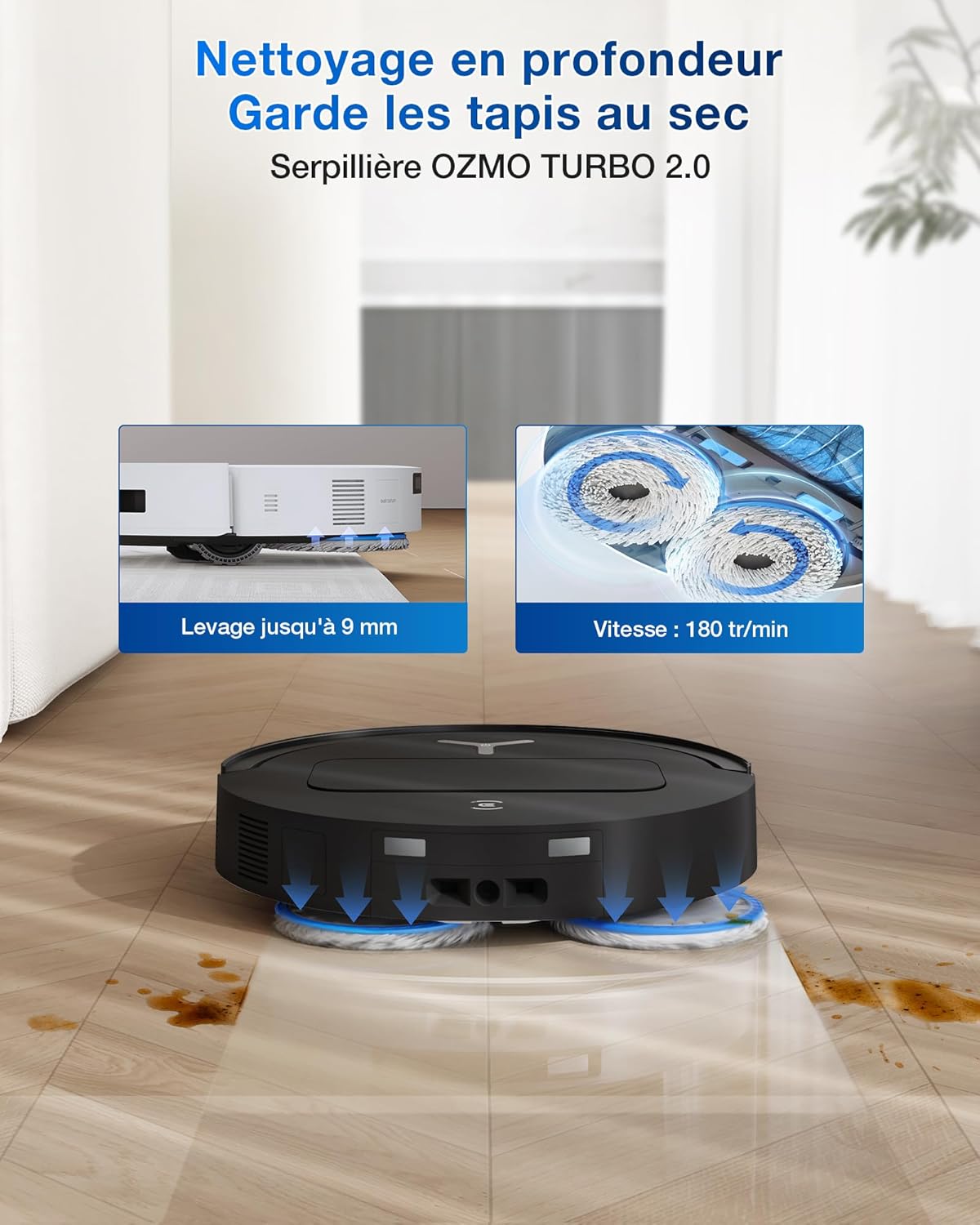 2026 ECOVACS T50 Omni Aspirateur Robot avec Station, Puissance 15000Pa amélioré par T30 Pro Omni, Brosse latérale et serpillière Extensibles, ZeroTangle 2.0, AIVI 3D 2.0, Lavage à l'eau Chaude 75℃, Blanc