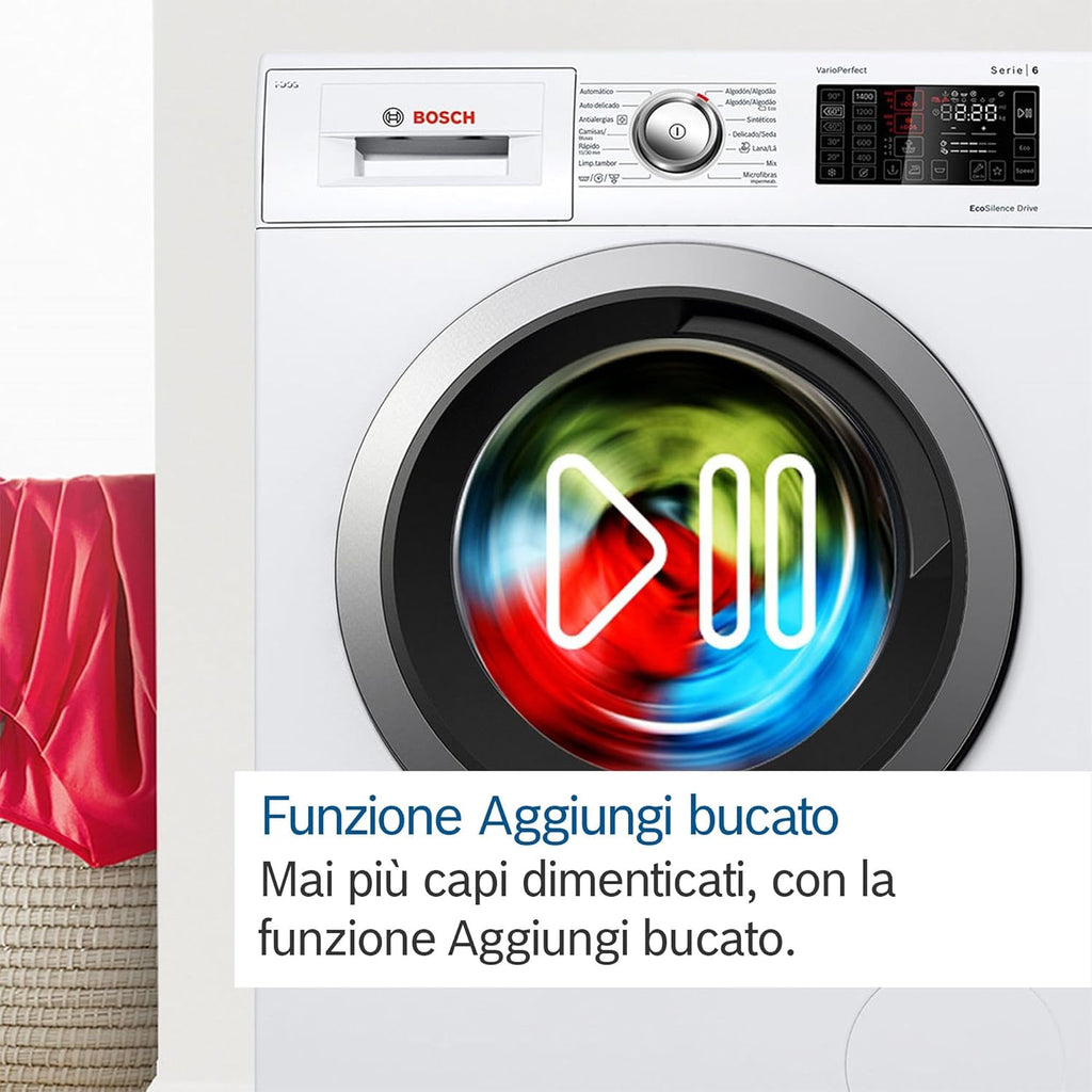 2026 Bosch WGE03200IT Serie 2 Lavatrice a carica frontale, 8 kg, 1200 giri, Classe energetica A, motore inverter con 10 anni di garanzia, Lavaggio igienico anche a 40 °C, Bianco, 60 Cm