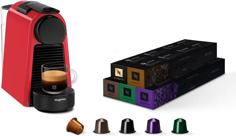 2026 Cafetière Nespresso Essenza Mini Rouge avec 50 Capsules Incluses